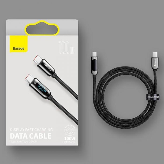 BASEUS - Baseus USB-C till USB-C kabel 100W 1m - Svart