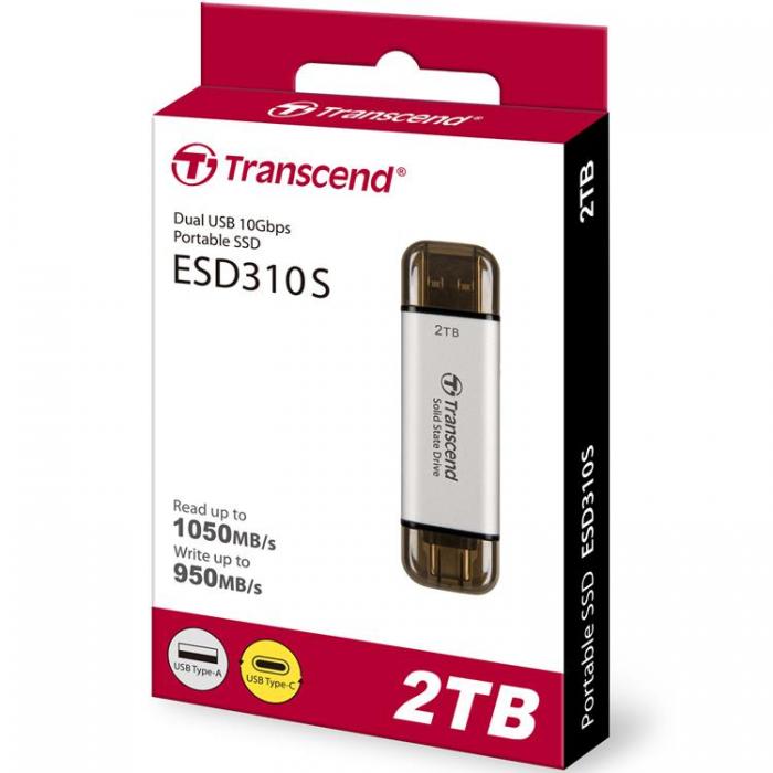 Transcend - Transcend Portabel SSD USB-C 2TB - Silver