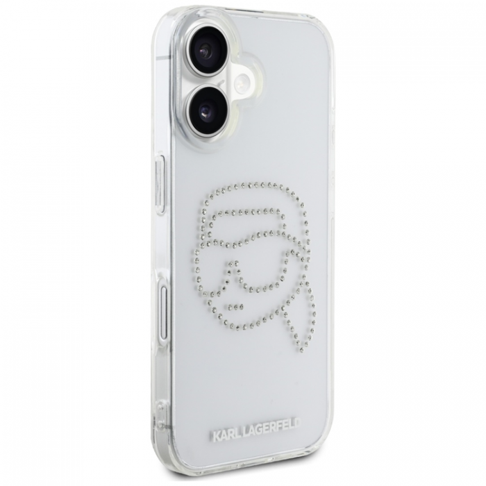 KARL LAGERFELD - Karl Lagerfeld iPhone 16 Mobilskal Rhinestones Karl Head - Transparent