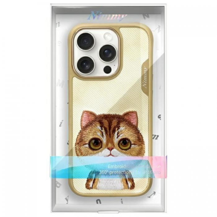 NIMMY - Nimmy iPhone 16 Pro Mobilskal Big Eyed Pet 2.0 Cat - Khaki