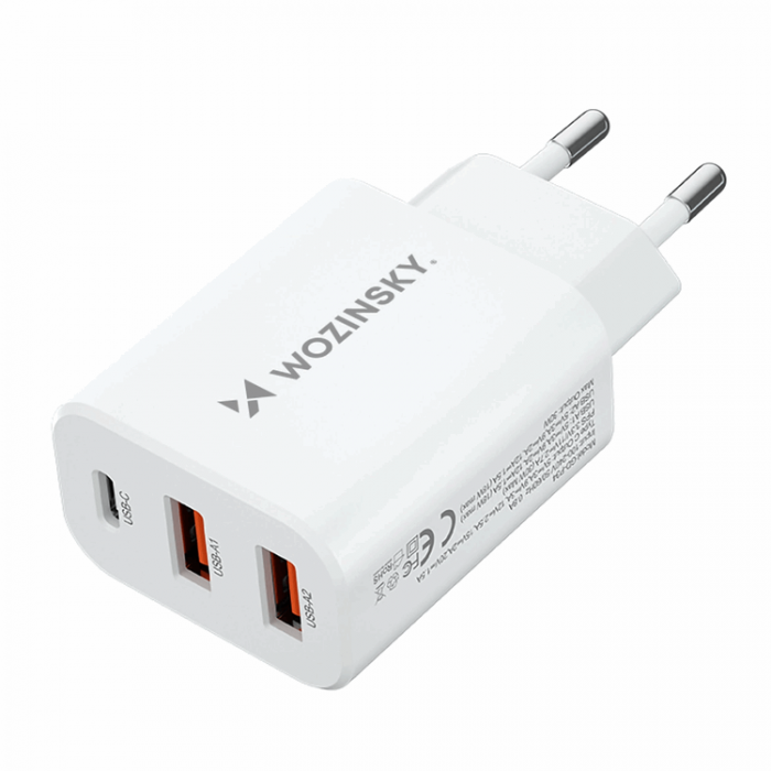 Wozinsky - Wozinsky Vggladdare 30W USB-C/2 x USB-A - Vit