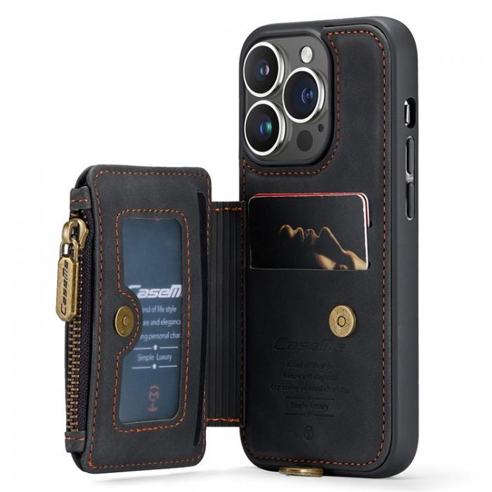 Caseme - CASEME iPhone 14 Pro Plnboksfodral C20 Zipper Kickstand - Svart