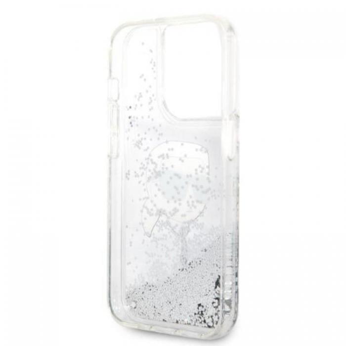 KARL LAGERFELD - Karl Lagerfeld iPhone 14 Pro Skal Glitter Karl Head - Silver