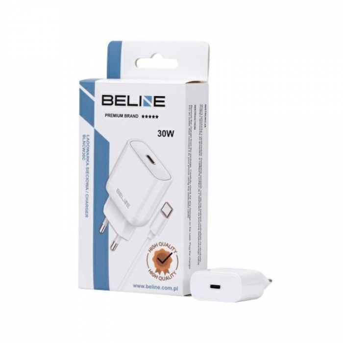 Beline - Beline Vggladdare USB-C Med USB-C Kabel (30W) - Vit