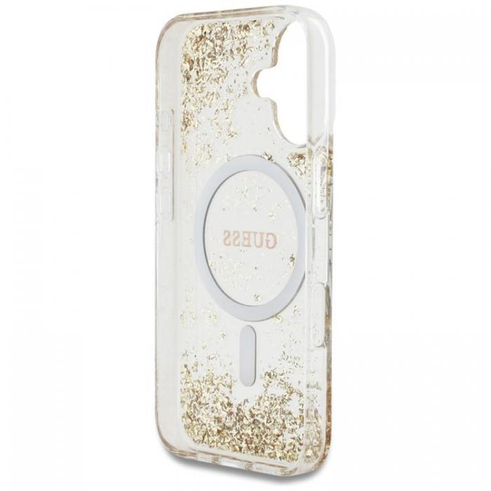 Guess - Guess iPhone 16 Mobilskal MagSafe HC Resin Bottom Glitter - Guld