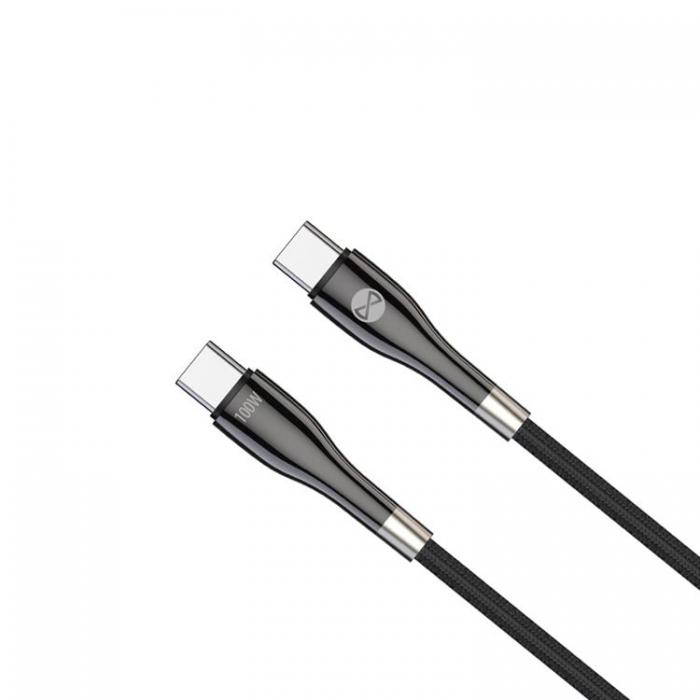 Forever - Forever Sleek USB-C till USB-C kabel 1m 100W - Svart