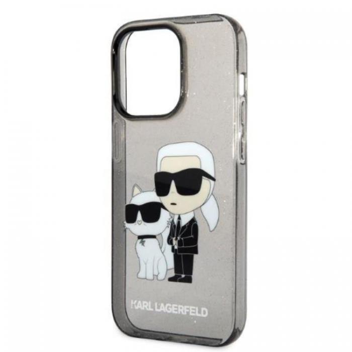 KARL LAGERFELD - Karl Lagerfeld iPhone 14 Pro Skal IML GLIT NFT Karl & Choupette - Svart