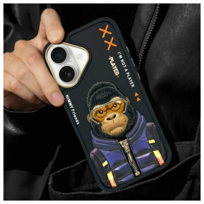 NIMMY - Nimmy iPhone 16 Mobilskal Cool & Cute 2.0 Monkey - Svart