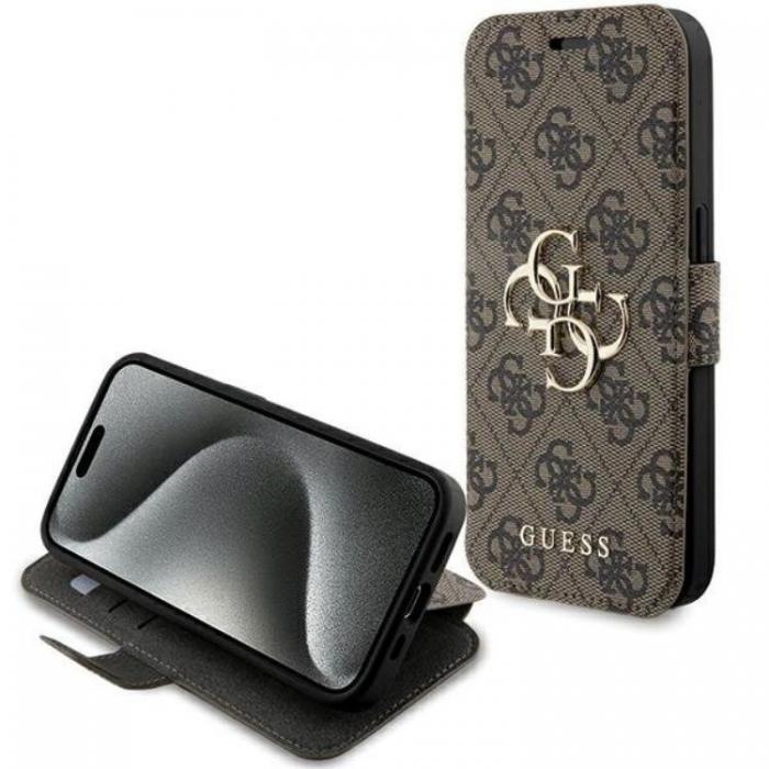 Guess - Guess iPhone 15 Pro Max Plnboksfodral Metall Logo - Brun