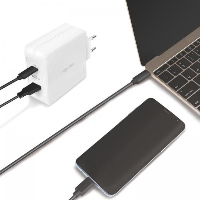 LogiLink - LOGILINK PD USB-Vggladdare 1 x USB-C/1 x USB-A 100W GaN