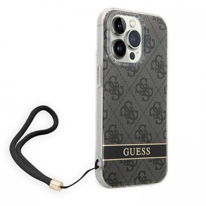 Guess - GUESS iPhone 14 Pro Max Skal Print Strap - Svart