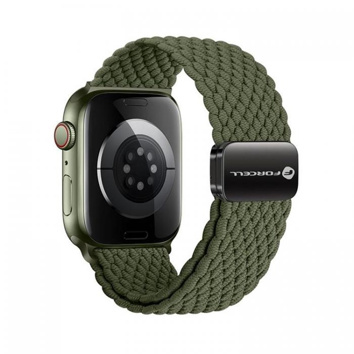 Forcell - Forcell Apple Watch (42/44/45/49mm) Armband Magnetic Nylon - Mrk Olive