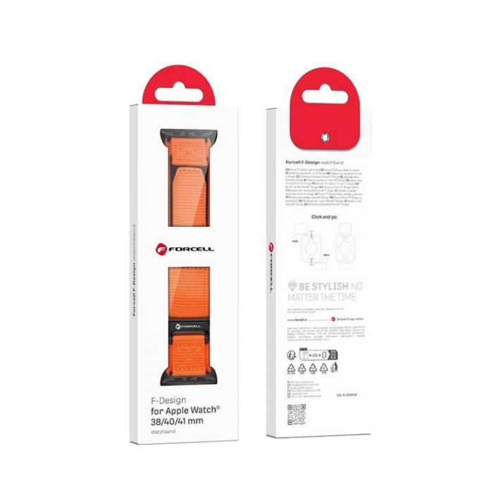 Forcell - Forcell Apple Watch (38/40/41mm) Armband Nylon - Orange