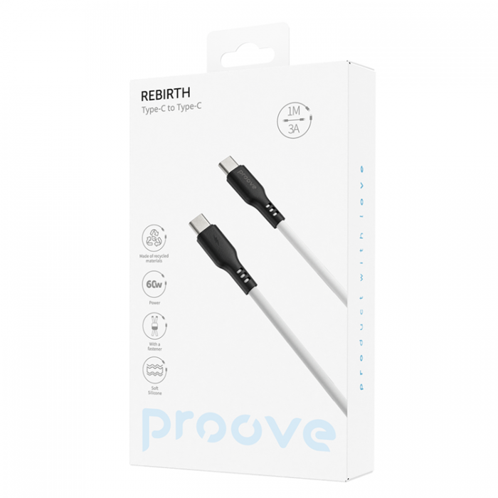 Proove - Proove USB-C - USB-C 60W Kabel 1m Rebirth - Vit