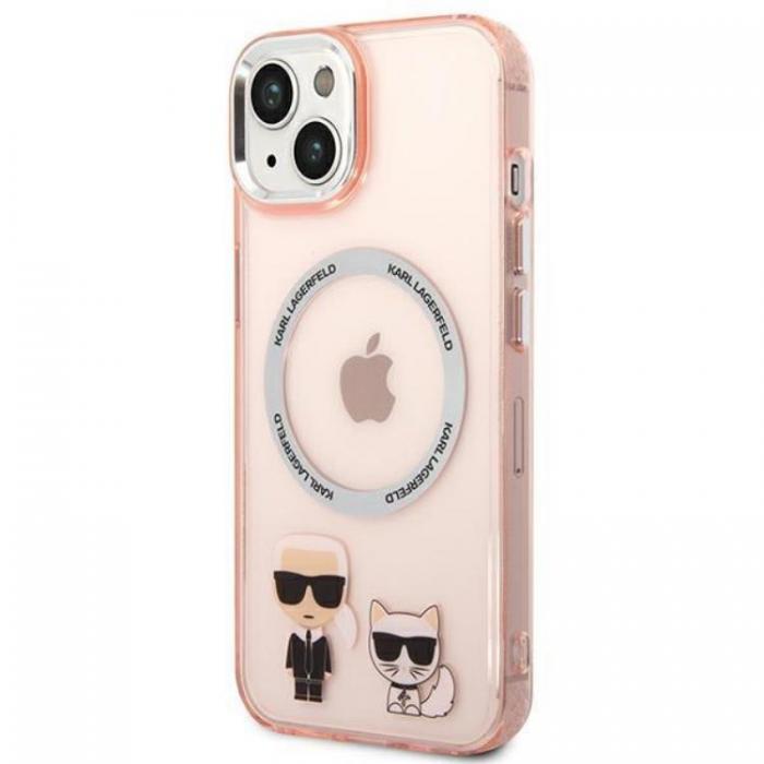 KARL LAGERFELD - Karl Lagerfeld iPhone 14 Skal Magsafe Karl & Choupette Aluminum - Rosa