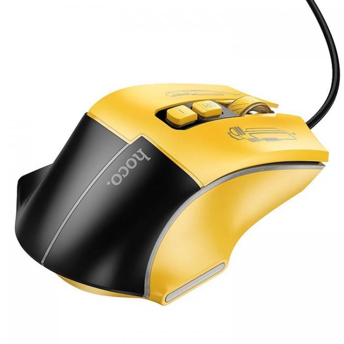 Hoco - Hoco Wired Gaming Mus USB-A 3600DPI - Svart/Gul