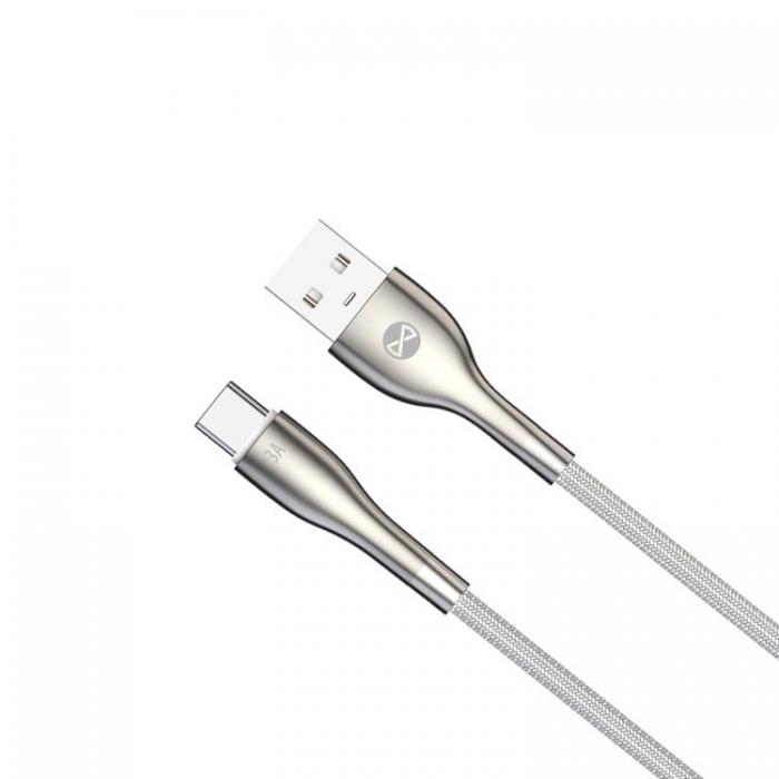 Forever - Forever Sleek USB-C till USB-A kabel 1m 3A - Vit