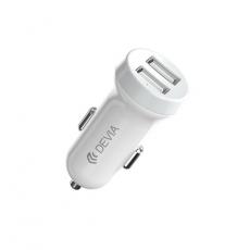 Devia - Devia Billaddare 2x USB 3.1A med Lightning Kabel Smart - Vit