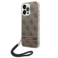 Guess - GUESS iPhone 14 Pro Max Skal Print Strap - Brun