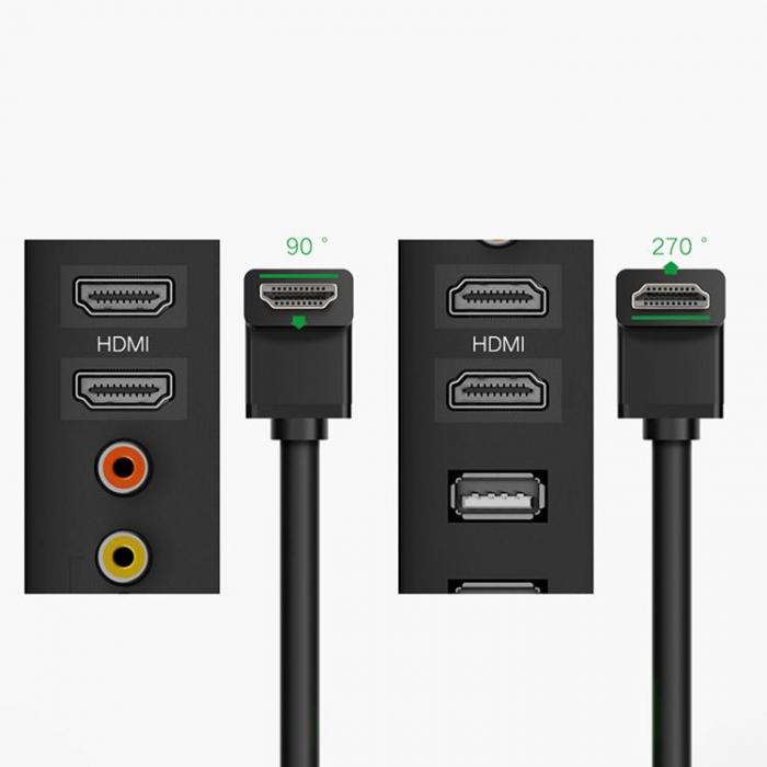 Ugreen - Ugreen Angled HDMI Kabel 90 4K 1m - Svart