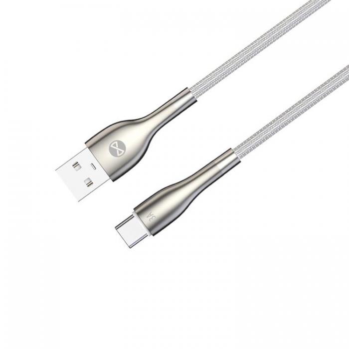 Forever - Forever Sleek USB-C till USB-A kabel 1m 3A - Vit