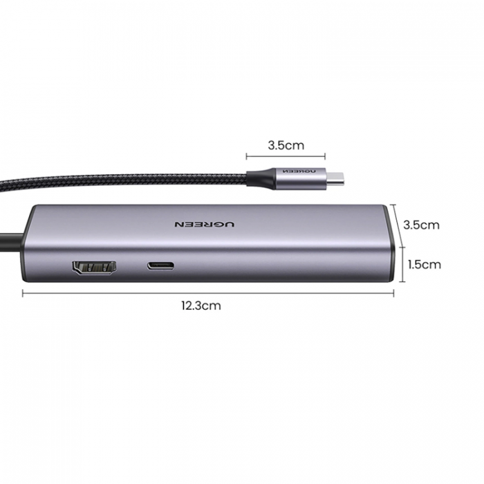 Ugreen - Ugreen HUB 100W USB-C Till HDMI, RJ45, USB-C, SD/TF Kortlsare, USB-A 3.0