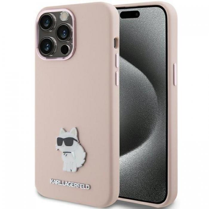 KARL LAGERFELD - KARL LAGERFELD iPhone 15 Mobilskal Silikon Choupette Metal Pin