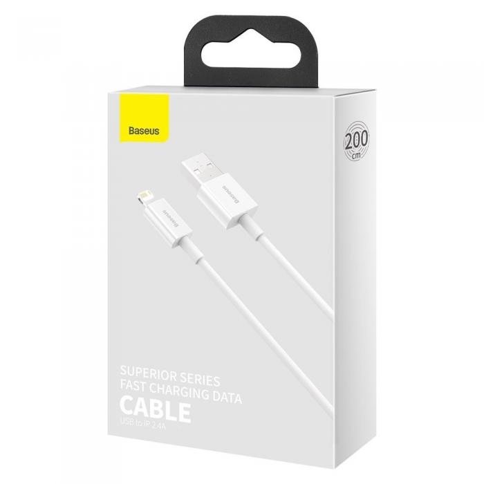 BASEUS - Baseus Superior USB-A till Lightning kabel 2m - Vit