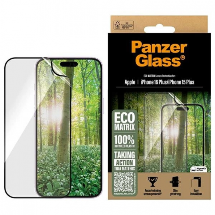 PanzerGlass - PanzerGlass iPhone 16 Plus Plastfilm Skrmskydd Ultra-Wide Matrix - Clear