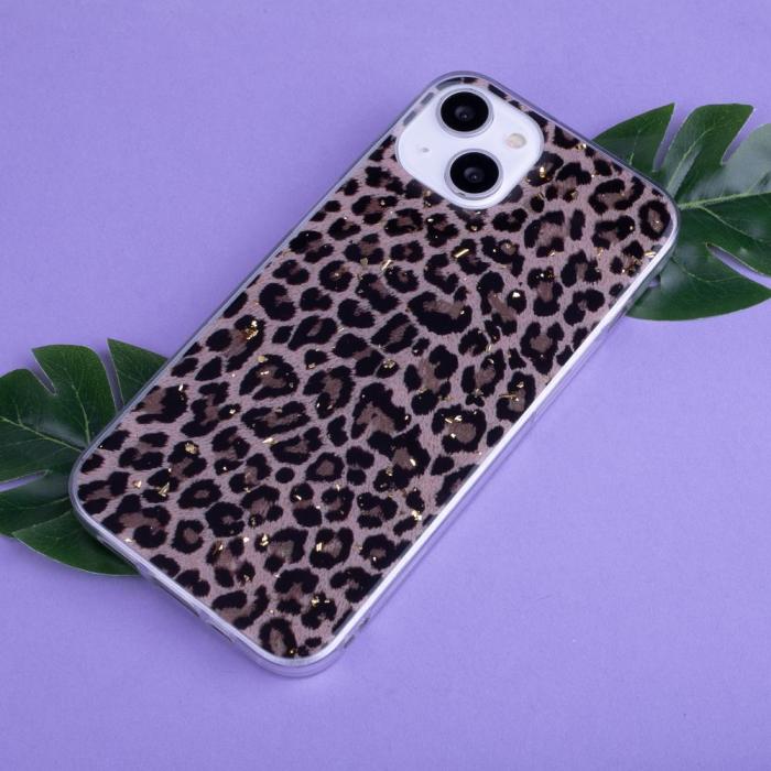 OEM - Guld Glam Skal fr Samsung Galaxy A33 5G leopardmnster