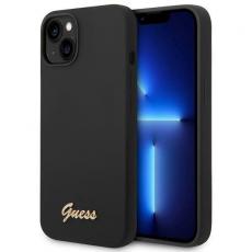 Guess - GUESS iPhone 14 Plus Skal Silicone Vintage Gold Logo - Svart