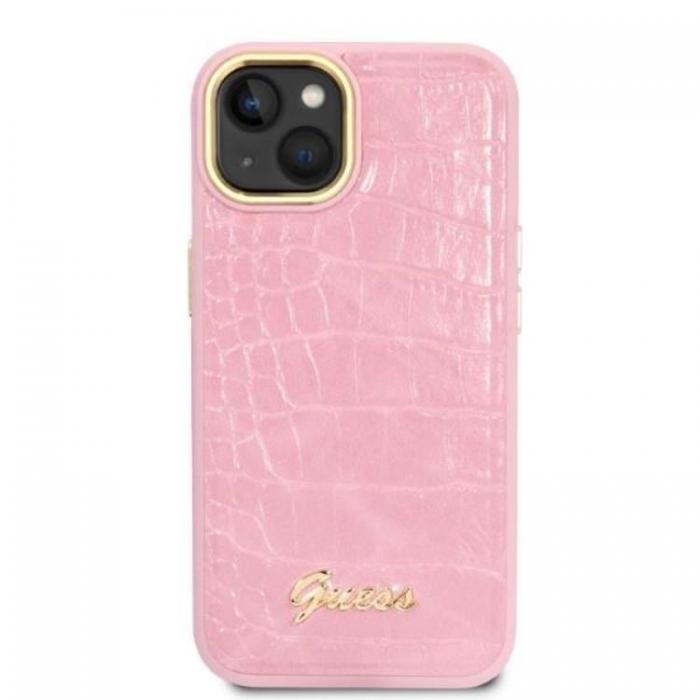 Guess - GUESS iPhone 14 Plus Skal Croco Collection - Rosa