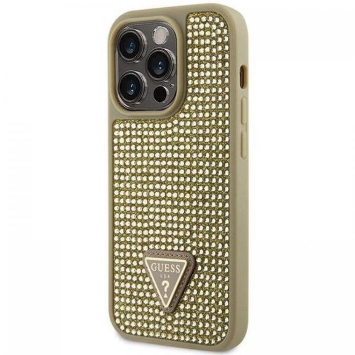 Guess - Guess iPhone 14 Pro Max Mobilskal Rhinestone Triangle - Guld