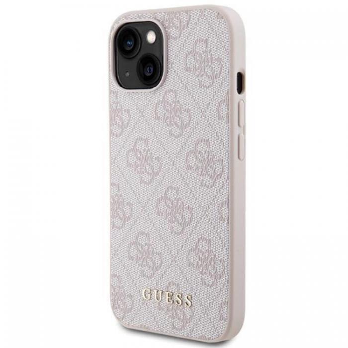 Guess - Guess iPhone 15 Plus Mobilskal Metall Gold Logo - Rosa