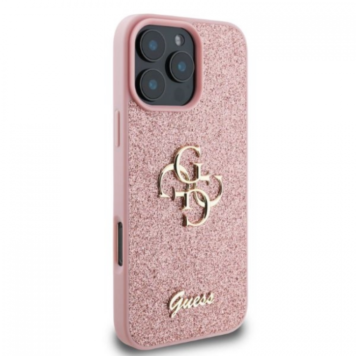 Guess - Guess iPhone 16 Pro Max Mobilskal Fixed Glitter Big 4G - Rosa