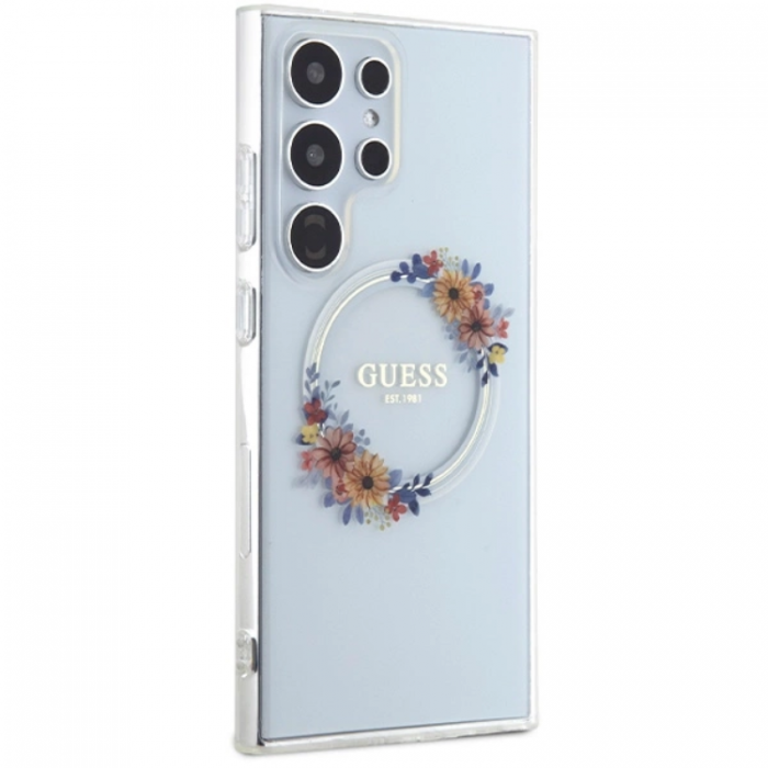 Guess - Guess Galaxy S24 Ultra Mobilskal Magsafe IML Flowers Wreath - Clear