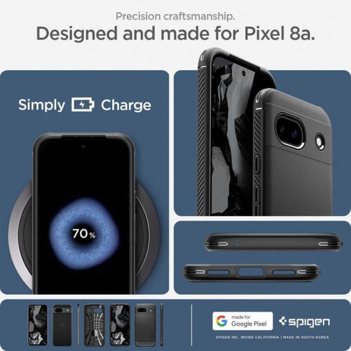 Spigen - Spigen Google Pixel 8A Mobilskal Rugged Armor - Matte Svart