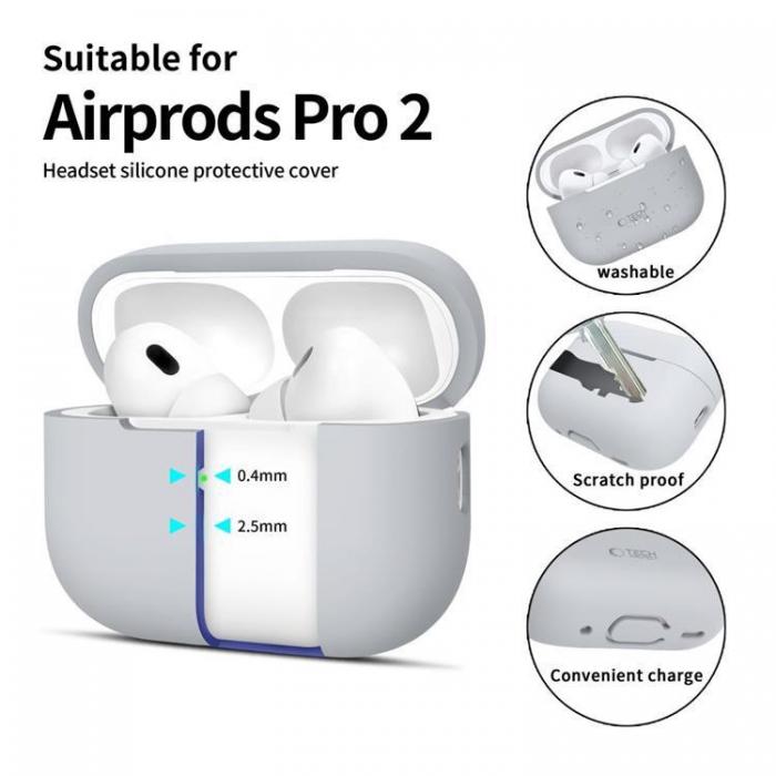 Tech-Protect - Tech-Protect Apple Airpods Pro 1/2 Skal Silikon - Crayon Gr