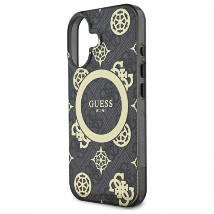 Guess - Guess iPhone 16 Mobilskal MagSafe IML Peony On 4G - Svart