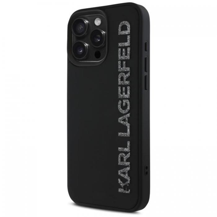 KARL LAGERFELD - Karl Lagerfeld iPhone 16 Pro Mobilskal 3D Rubber Elongated Glitter - Svart