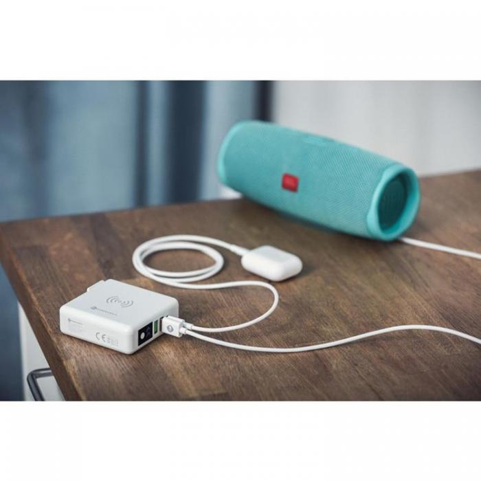 Forcell - Forcell 4in1 Vggladdare USB/USB-C och Powerbank 8000 mAh 15W - Vit