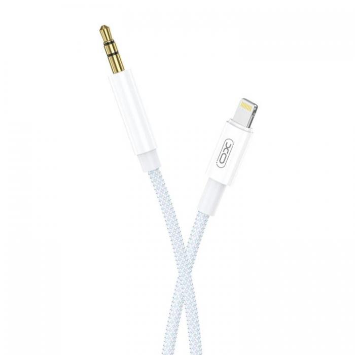 XO - XO Aux till Lightning Kabel 3.5mm 1m - Vit/Bl