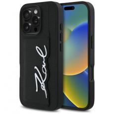 KARL LAGERFELD - Karl Lagerfeld iPhone 16 Pro Mobilskal Korthållare Metal Signature - Svart