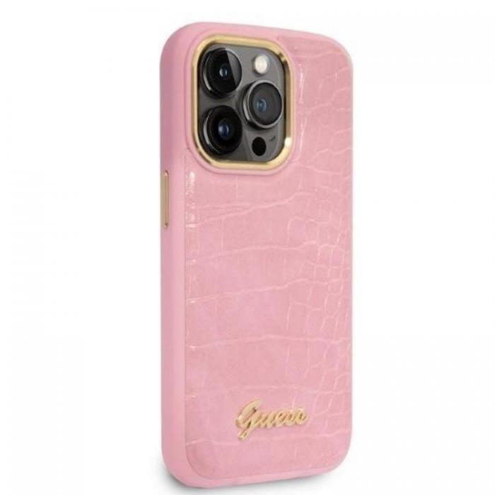 Guess - GUESS iPhone 14 Pro Skal Croco Collection - Rosa