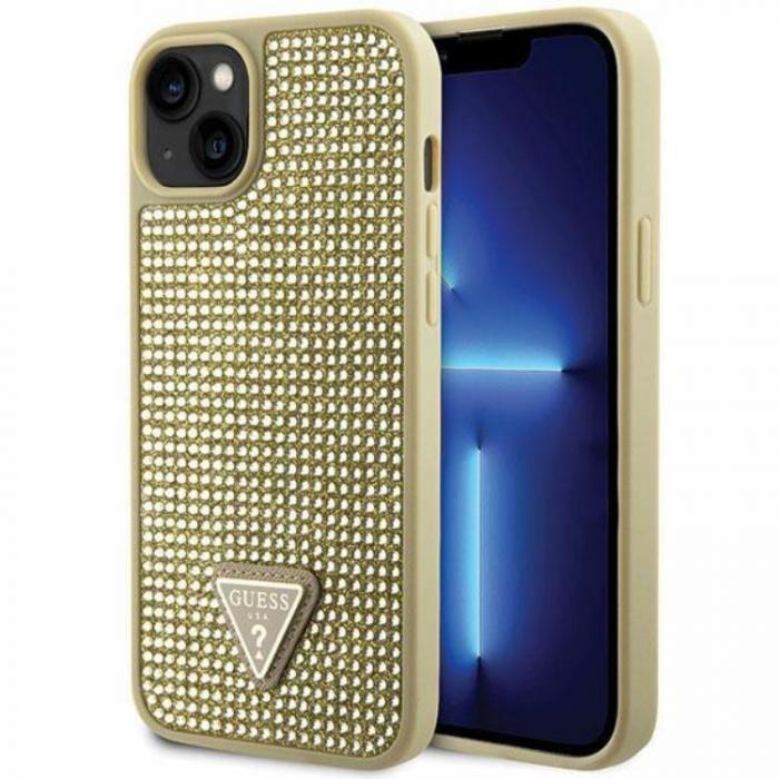 Guess - Guess iPhone 14 Mobilskal Rhinestone Triangle - Guld