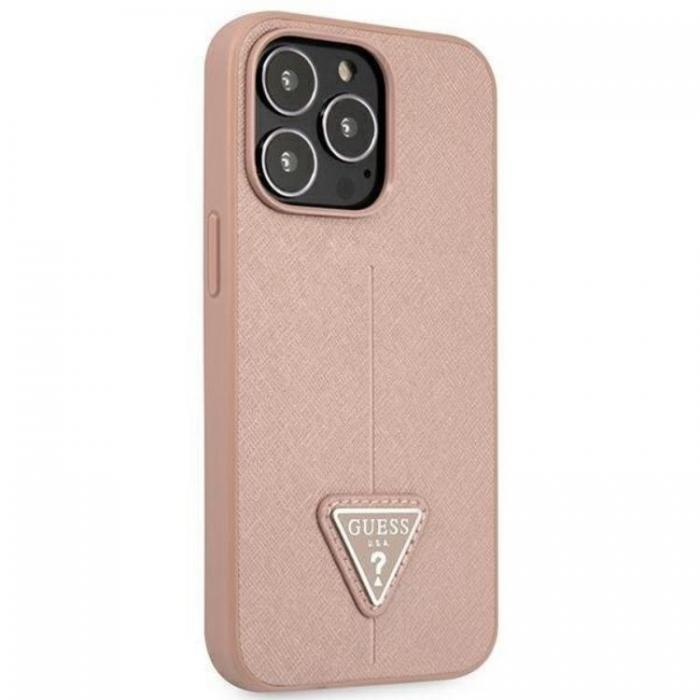 Guess - GUESS iPhone 14 Pro Max Skal Saffiano Triangle Logo - Rosa