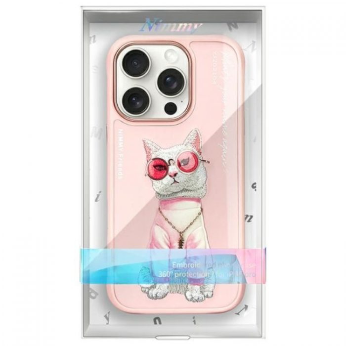 NIMMY - Nimmy iPhone 16 Pro Max Mobilskal Glasses Cool Cat - Rosa