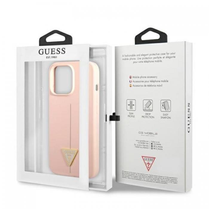 Guess - Guess iPhone 13 Pro Max Skal Silicone Triangle - Rosa