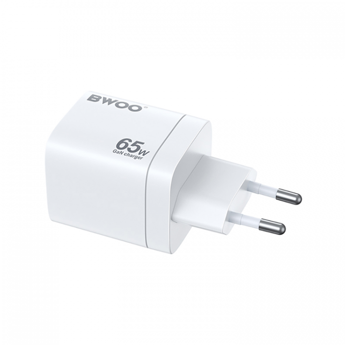 BWOO - BWOO GaN Vggladdare 65W 2xUSB-C 1xUSB-A - Vit