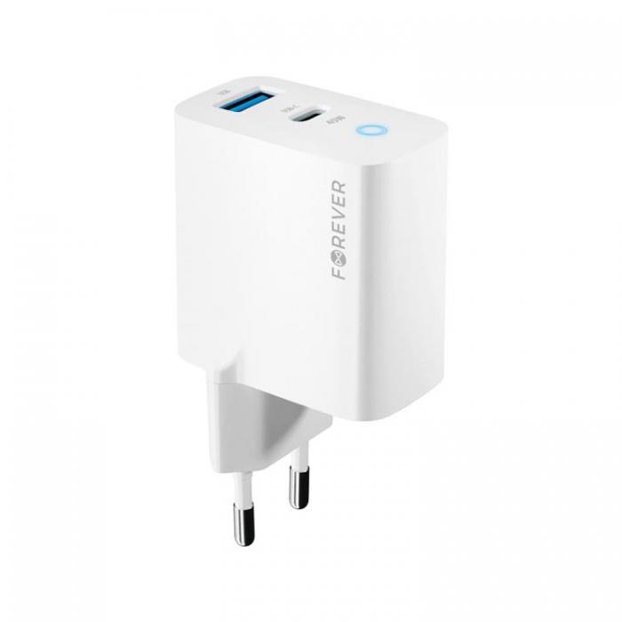 Forever - Forever GaN Vggladdare 1x USB-C 1x USB 45W TC-06-45AC - Vit